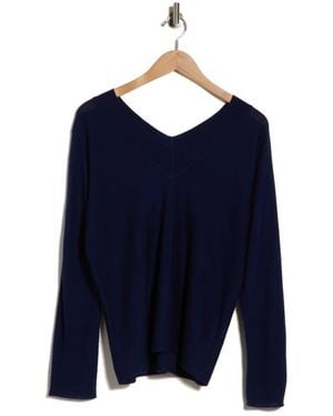 Vince Double 'V' Wool, Silk & Cashmere Sweater - Blue