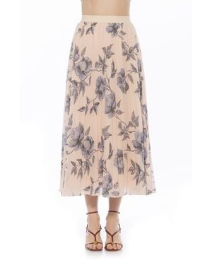 Alexia Admor Kesia Midi Chiffon Pleated Skirt - Natural