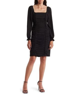 Nicole Miller Lora Ruched Crepe Dress - Black
