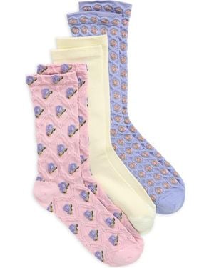 Nordstrom Rack 3-Pack Floral Jacquard Crew Socks - Pink