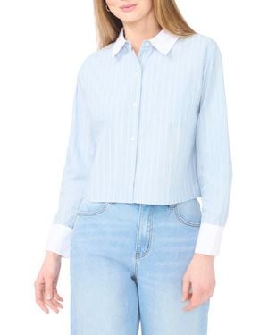1.STATE Stripe Long Sleeve Button-Up Shirt - Blue