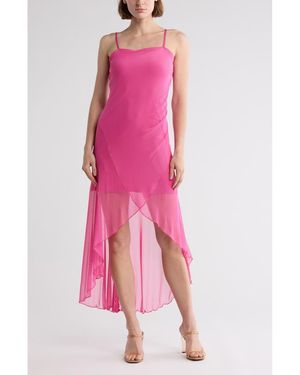 Bebe High Low Mesh Dress - Pink