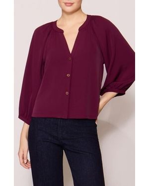 MELLODAY Luxe Crepe Three-Quarter Sleeve Top - Purple