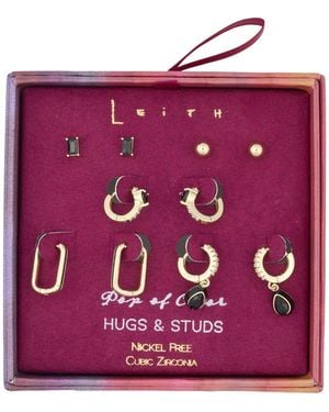 Leith 5-Pack Stud & Hoop Earrings - Purple
