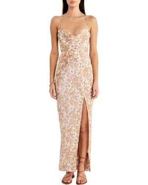 RUMER Paloma Floral Slipdress - White