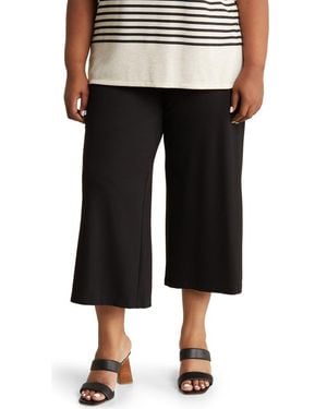 Max Studio Ponte Knit Crop Wide Leg Pants - Black