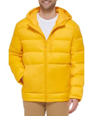 Cole Haan Hooded Nylon Puffer Jacket - Yellow