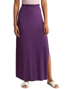 Go Couture One Slit Ruffle Maxi Skirt - Purple