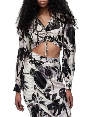 AllSaints Carla Jackie Ruched Crop Top - Black