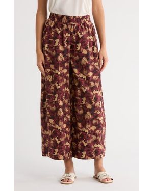 Democracy Skyrise Print Crop Wide Leg Pants - Red