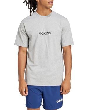 adidas Essentials Linear Jersey Graphic T-Shirt - Gray