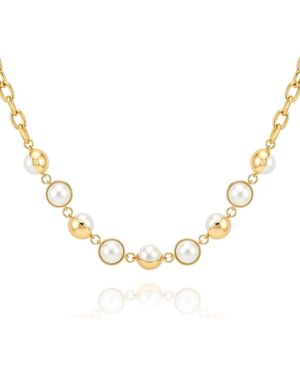 Vince Camuto Imitation Pearl Orb Collar Necklace - Metallic