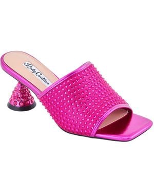 Lady Couture Rhinestone Slide Sandal - Pink