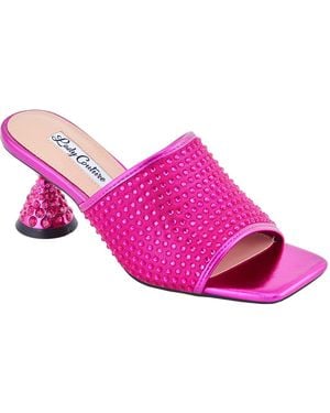 Lady Couture Rhinestone Slide Sandal - Pink