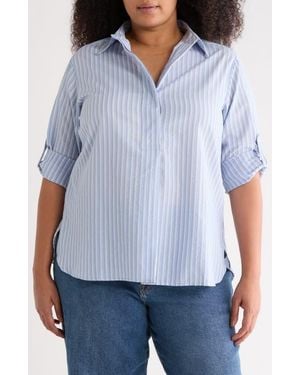 Max Studio Stripe Popover Tunic - Blue