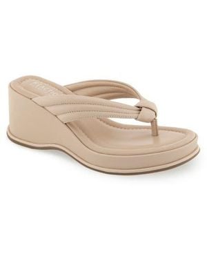 Kenneth Cole Rixton Platform Wedge Thong Sandal - Natural