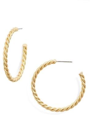 Madewell Puffed Rope Large Hoop Earrings - Metallic