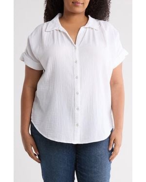 Caslon Duo Gauze Camp Shirt - Blue
