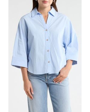 Current/Elliott Wide Sleeve Button-Up Shirt - Blue