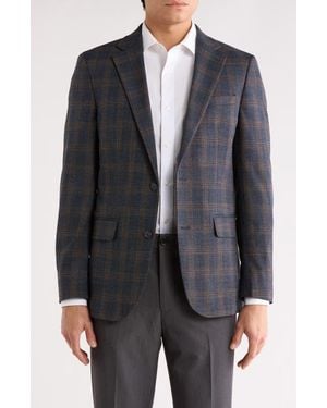 Original Penguin Plaid Notch Lapel Blazer - Blue