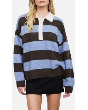 Blu Pepper Stripe Polo Sweater - Black