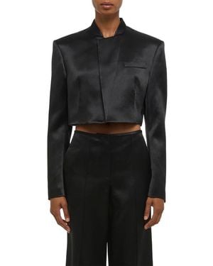 Helmut Lang Crop Satin Blazer - Black