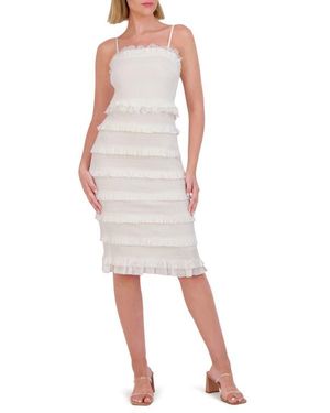 Vince Camuto Smocked Bodycon Mididress - White
