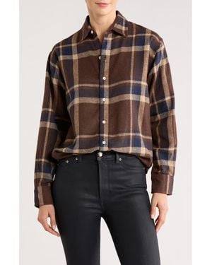 DL1961 Themla Oversize Plaid Flannel Button-Up Shirt - Black