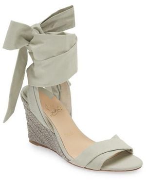 Christian Louboutin Melides Du Désert Ankle Wrap Wedge Sandal - White