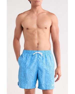 Nike Breaker Tossed Swoosh Swim Trunks - Blue