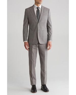 English Laundry Plaid Trim Fit Wool Blend Two-Piece Suit - Gray