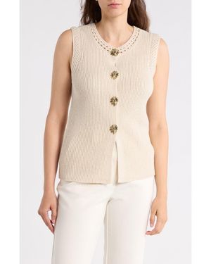 Gemma Jane Button-Up Sweater Vest - Natural