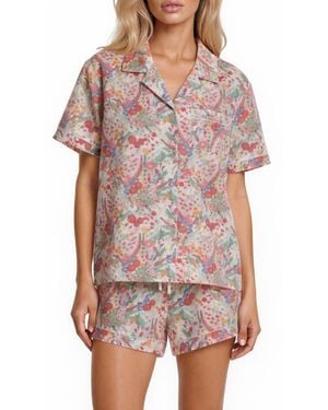 Vera Bradley Short Sleeve Notch Collar Pajamas - Red