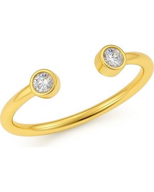 Gabi Rielle Double Bezel Set Cubic Zirconia Open Ring - Metallic