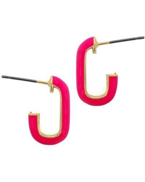 Adornia Enamel J-Huggie Hoop Earrings - Red