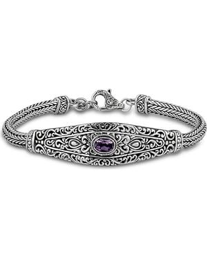 Samuel B. Sterling Filigree Amethyst Bracelet - Metallic