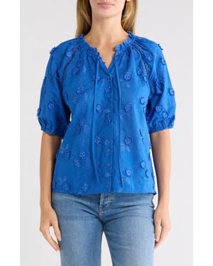 Forgotten Grace Cotton Peasant Top - Blue