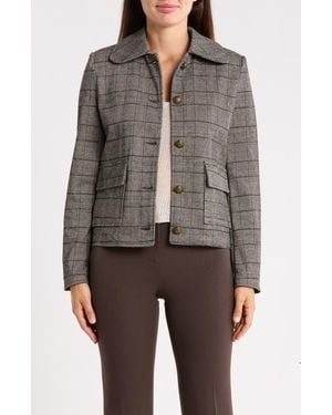 Bagatelle Plaid Cropped Jacket - Brown