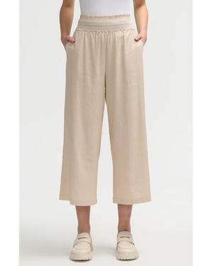 NVLT Smocked Waist Cropped Pants - Natural