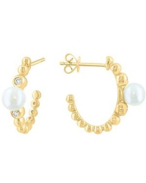 Effy Freshwater Pearl & Diamond Earrings - Metallic