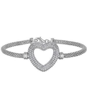 FZN Cubic Zirconia Heart Mesh Bracelet - White