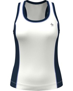 Original Penguin Mixed Texture Square Neck Performance Tank - Blue