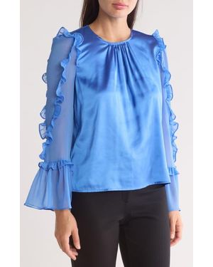 French Connection Alezzia Long Sleeve Mixed Media Top - Blue