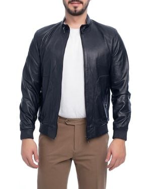 VELLAPAIS Larue Leather Jacket - Blue