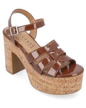 Journee Collection Jania Platform Sandal - Brown