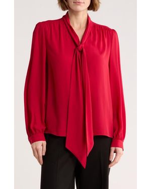 Gemma Jane Tie Neck Georgette Top - Red