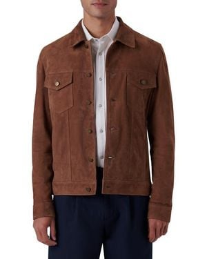 Bugatchi Western Suede Shirt Jacket - Brown
