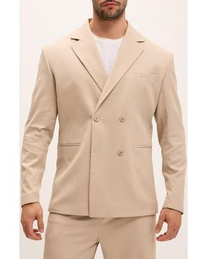 Ron Tomson Super Relaxed Double Breasted Tuxedo Jacket - Natural