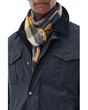 Barbour Tattersall Tartan Lambswool Fringe Scarf - Blue