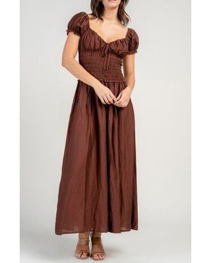 Beivy Smocked Drop Waist Maxi Dress - Brown